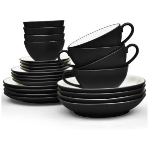 Aparelho de Jantar para Todas as Ocasiões com 24 Peças Formato Redondo e Material de Cerâmica Noritake Preto