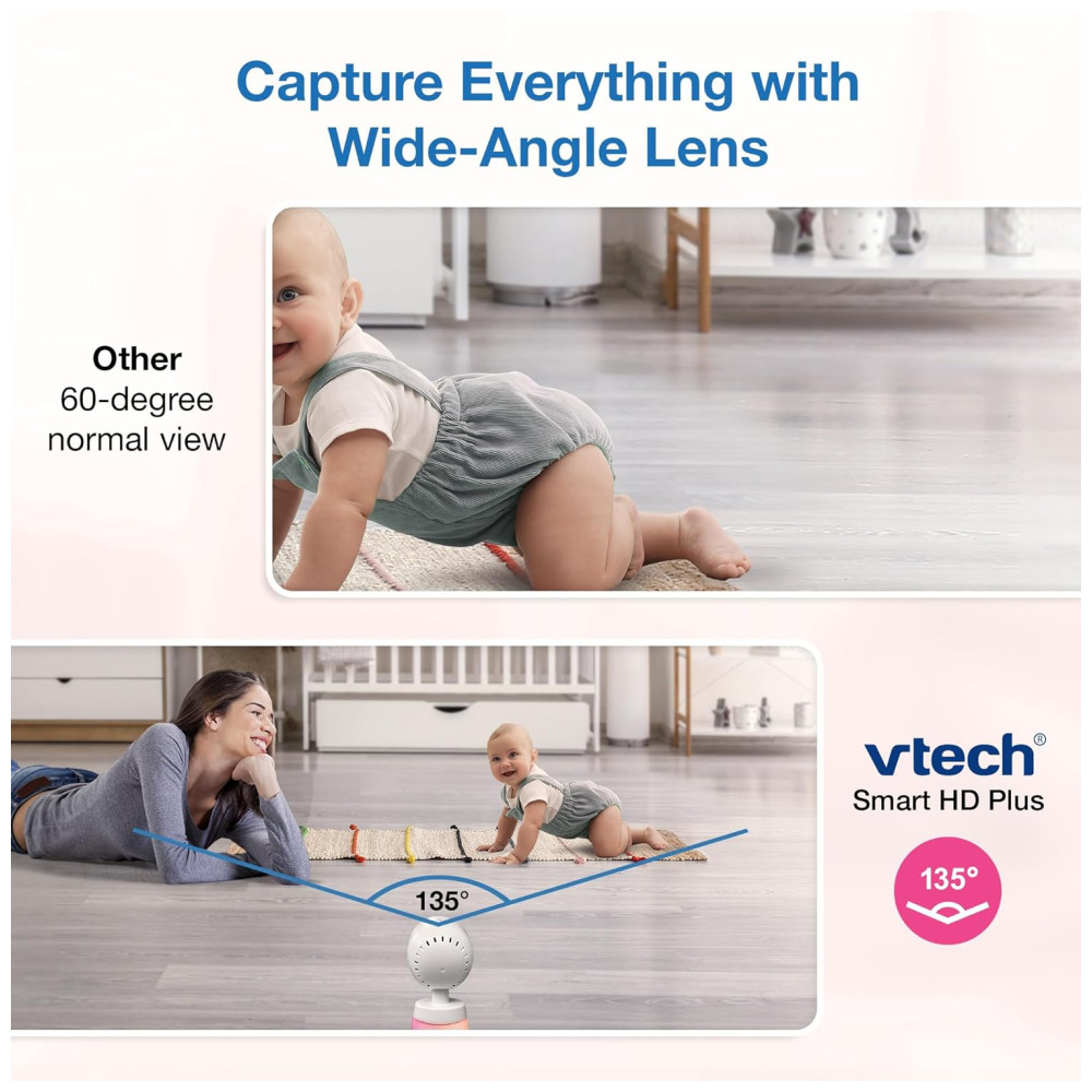 Smart WiFi Babá Eletrônica Câmera 2K Tela HD IPS Visão Noturna Infravermelha Pan-Tilt Zoom 24x Áudio Bidirecional Luz NoturnaVTECH - Imagem 4