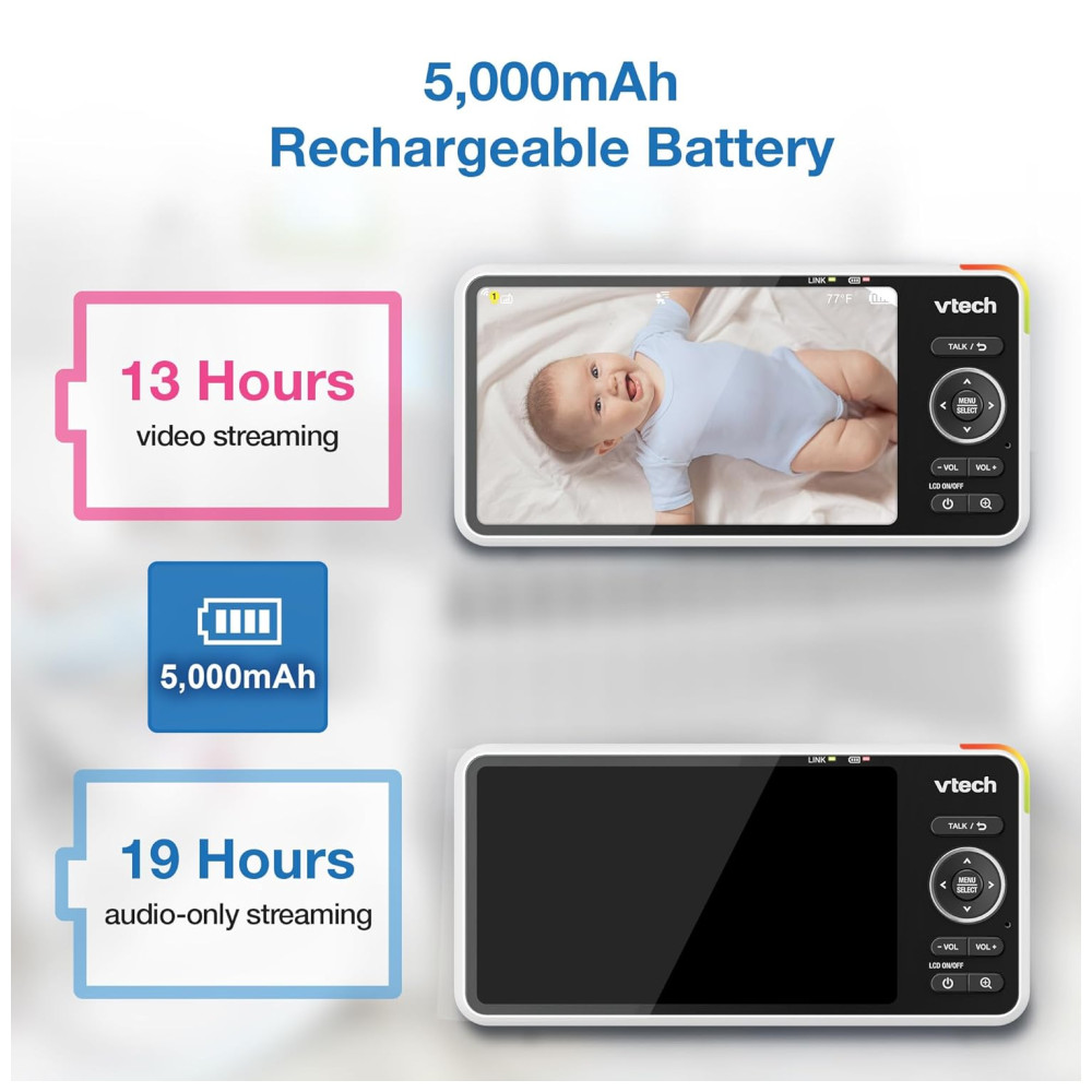 Smart WiFi Babá Eletrônica Câmera 2K Tela HD IPS Visão Noturna Infravermelha Pan-Tilt Zoom 24x Áudio Bidirecional Luz NoturnaVTECH - Imagem 6