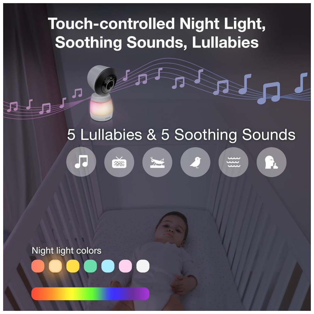 Smart WiFi Babá Eletrônica Câmera 2K Tela HD IPS Visão Noturna Infravermelha Pan-Tilt Zoom 24x Áudio Bidirecional Luz NoturnaVTECH - Imagem 7