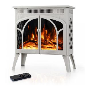 Lareira Elétrica com Controle Remoto e Chamas 3D Ajustável 1500W 5100 BTU 110v Electactic Bege