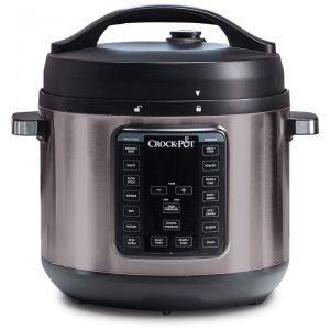 Panela de Pressão Elétrica 8L em Aço Inoxidável com Pressão Manual 110V 1500W Crock Pot Preto e Prata
