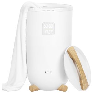 Aquecedor de Toalhas Keenray para Banheiro Luxuoso com Timer Display LED de Tempo e Temperatura Bloqueio Infantil Aquece até 70°C.