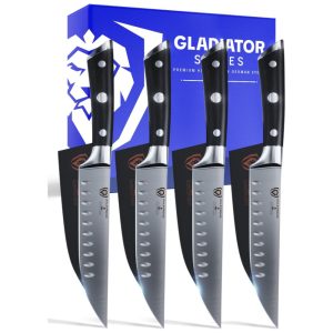 Conjunto de Facas para Churrasco DALSTRONG Série Gladiador Aço Inoxidável 4 peças Marrom Escuro