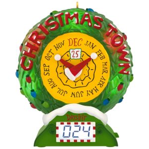 Enfeite Natalino Hallmark Keepsake 2025 Disney O Estranho Mundo de Jack Christmas Town Countdown com Luz Som e Movimento