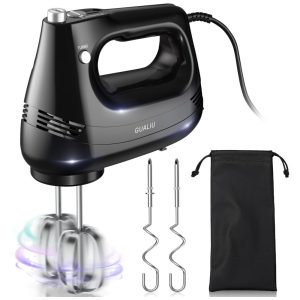Batedeira Elétrica com Botão de Ejeção e Acessórios 110V 150W GUALIU Preta