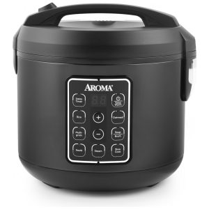 Panela de Arroz Elétrica até 12 xícaras não Cozidas com Painel de Controle 110V AROMA 966BD Preta