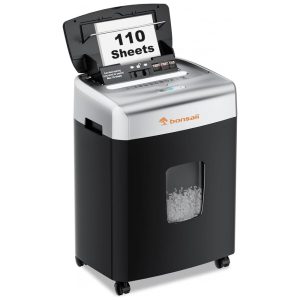 Trituradora de Papel Bonsaii HeavyDuty para Casa e Escritório com Alimentação Automática de 110 Folhas Corte Micro Nível de Segurança P4