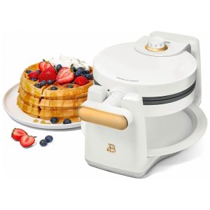 Máquina de waffle belga giratória Beautiful branca 1000W chapas antiaderentes 7 níveis de dourado 19451 110V