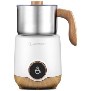 Espumador e Aquecedor de Leite AMZCHEF 8 em 1 550W 600ml em Aço Inox Automático - Ideal para Latte Cappuccino e Espuma Quente