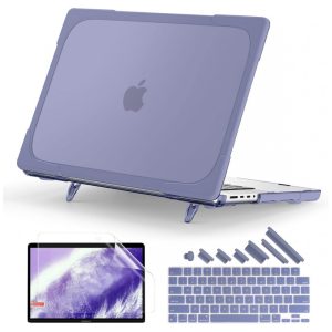 Capa Rígida Batianda MacBook Pro 16" Lavanda Cinza – Modelos A3403 A3186 A2991 A2780 A2485 com Suporte Dobrável