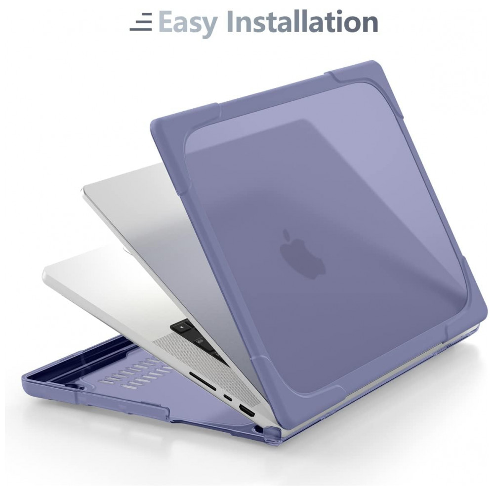 Capa Rígida Batianda MacBook Pro 16" Lavanda Cinza – Modelos A3403 A3186 A2991 A2780 A2485 com Suporte Dobrável - Imagem 4