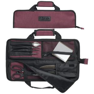 Estojo Bolsa Portátil para Facas com 12 Slots Facas não Incluídas ASAYA Vermelho