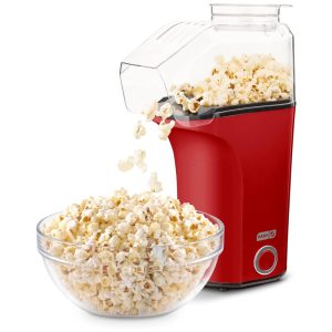 Pipoqueira DASH Hot Air Popcorn Popper Maker com Copo Medidor para Porcionar Pipocas e Derreter Manteiga 16 Copos Vermelha