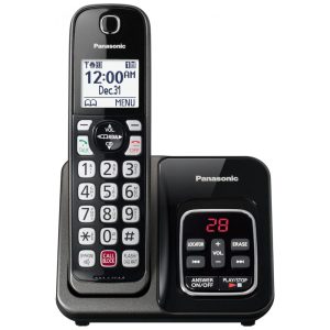 Telefone Sem Fio Panasonic KX-TGD830M Preto Metálico 1 Handset com Bloqueio Avançado de Chamadas Gravação Bidirecional Alerta Golpe Um Toque Secretária Digital ID Falante Bilíngue