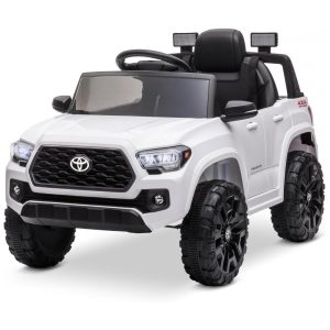 Carro Elétrico Infantil Toyota Tacoma a Bateria 12V com MP3 Luzes LED e Suspensão Kidzone Branco