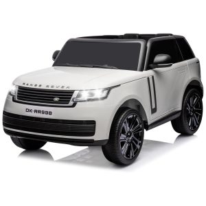 Carrinho Elétrico Infantil Land Rover Licenciado 24V 2 Lugares 2 Motores 240W Controle Remoto Bluetooth Suspensão Branco