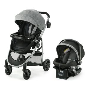 Carrinho de Bebê Travel System 3 em 1 com Assento Reversível e Cesto de Armazenamento Extragrande Expansível Graco Modes Cinza