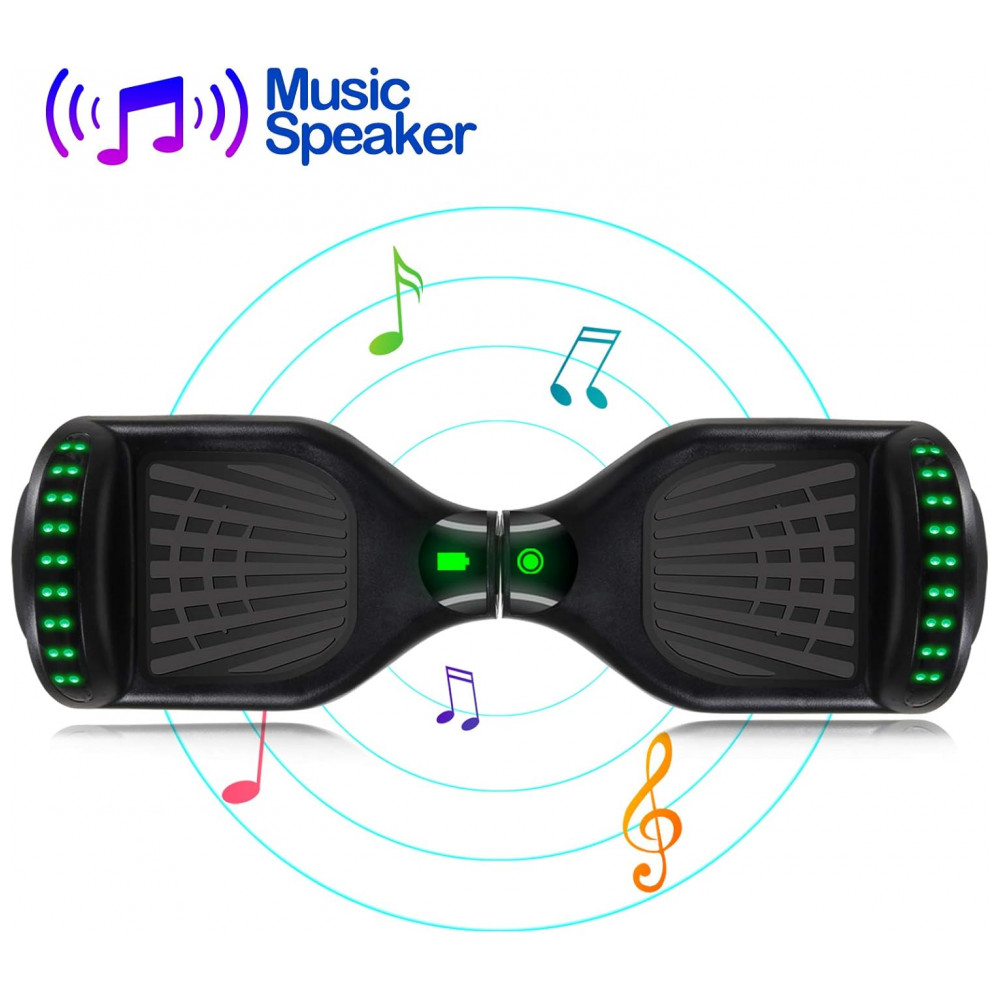 Hoverboard Elétrico Preto SISIGAD, 16 km/h, Rodas 16,5 cm, Motor Duplo 300W, Bluetooth, LED, Alcance 9,6 km, Peso 9 kg - Imagem 4