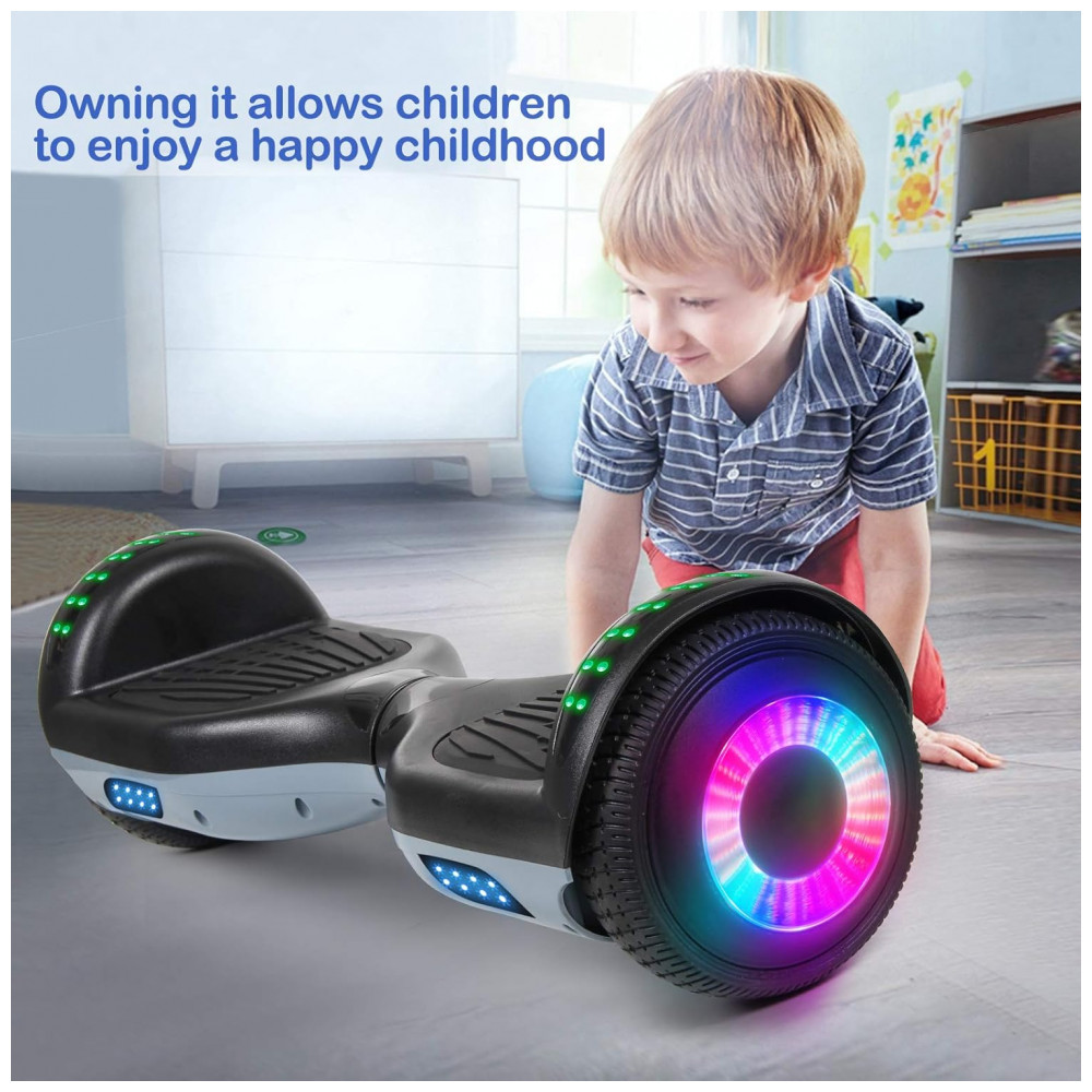 Hoverboard Elétrico Preto SISIGAD, 16 km/h, Rodas 16,5 cm, Motor Duplo 300W, Bluetooth, LED, Alcance 9,6 km, Peso 9 kg - Imagem 6