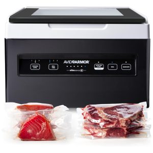 Seladora a Vácuo Automática para Alimentos Secos e Úmidos com Barra Seladora a Vácuo de 25 centimetros 110V Avid Armor Preta