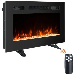 Lareira Elétrica de Embutir A43x76L com Controle Remoto e 9 Chamas Multicoloridas 110V OUTDOOR DIAMOND Preta