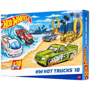 Conjunto de 10 Miniaturas de Caminhões Hot Wheels Escala 1:64 Modelos Modernos Vintage e Futuristas - Mix 2024