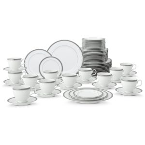 Aparelho de Jantar Completo para Todas as Ocasiões com 60 Peças Formato Redondo e Material de Porcelana Noritake Branco