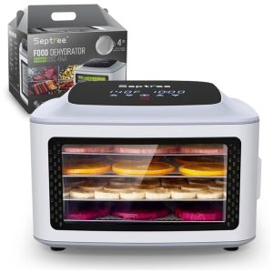 desidratador de Alimentos com 4 Bandejas e Painel de Controle Digital 400W 110v SEPTREE DSC 04A Branco