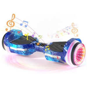 Hoverboard SIMATE com Rodas Coloridas de LED, Alto-falantes Bluetooth e Aplicativo, Duplo Motor de 250W, Velocidade Máxima de 13,7 km/h