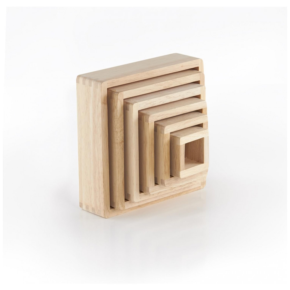 Blocos de Empilhar Pirâmide Arco-Íris Infantil Guidecraft em madeira com janelas acrílicas coloridas - Imagem 4