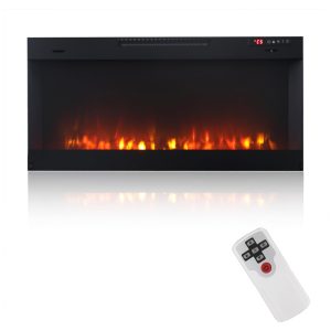 Lareira Elétrica de Embutir A44x106L cm com Chamas Multicoloridas Temporizador e Controle Remoto 110V 1500W Outdoor Privacy Screen Preta