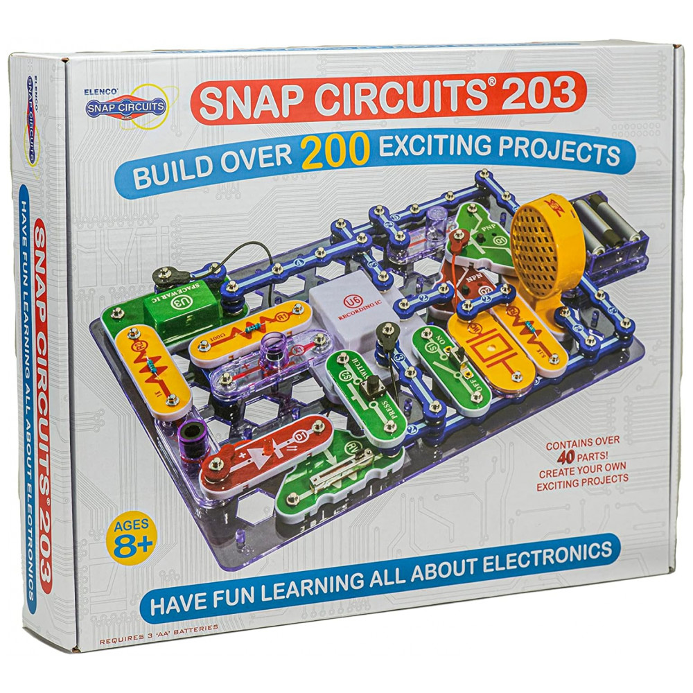 Snap Circuits 203 – Kit Educacional de Eletrônica com Mais de 200 Projetos para Crianças a Partir de 8 Anos
