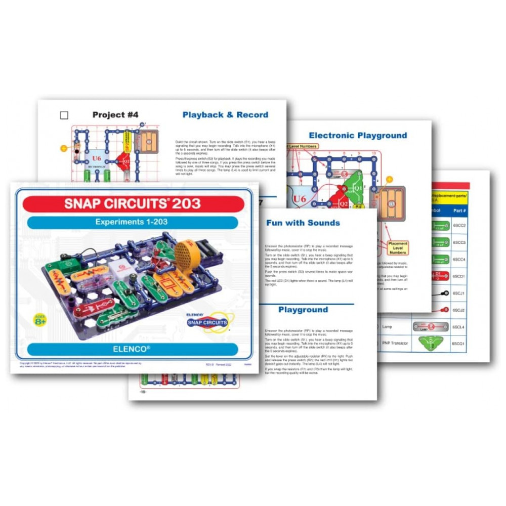 Snap Circuits 203 – Kit Educacional de Eletrônica com Mais de 200 Projetos para Crianças a Partir de 8 Anos - Imagem 5