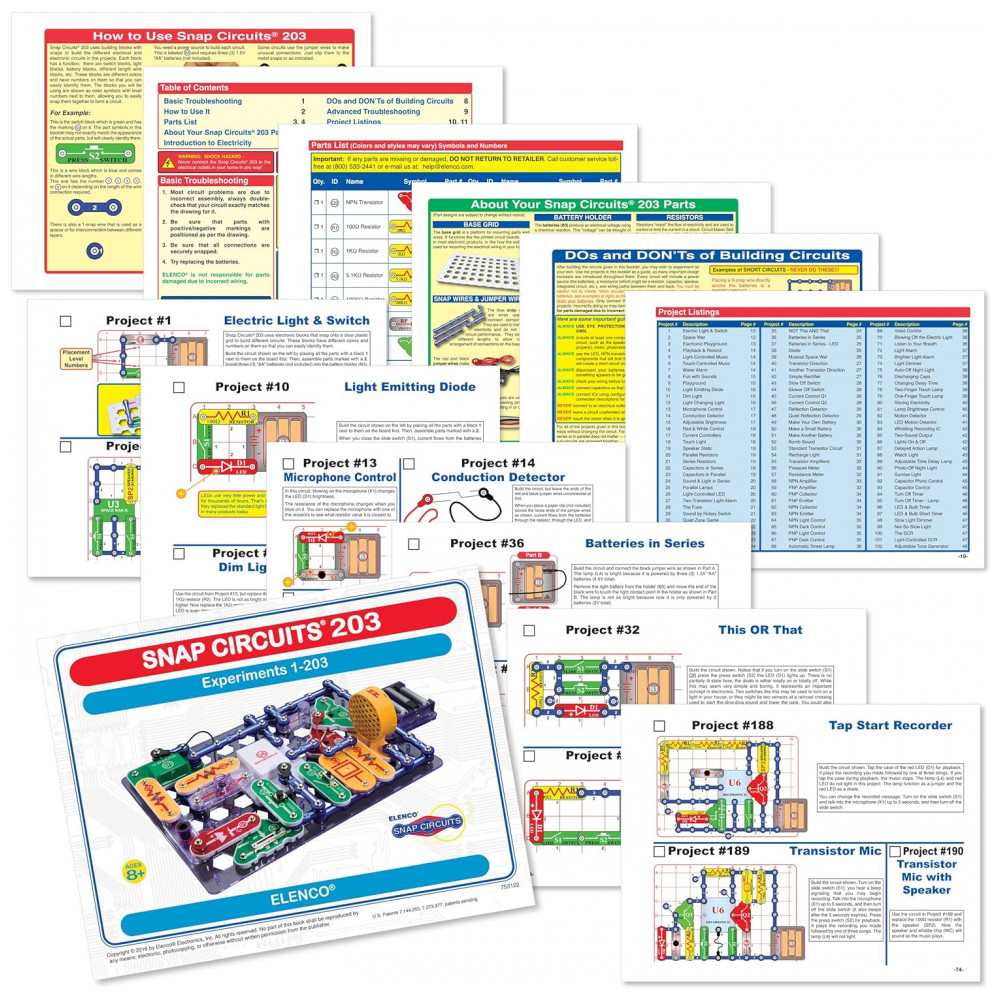 Snap Circuits 203 – Kit Educacional de Eletrônica com Mais de 200 Projetos para Crianças a Partir de 8 Anos - Imagem 7