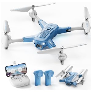Drone com Câmera 1080P HD FPV para Crianças e Adultos Quadricóptero com Posicionamento de Fluxo Óptico Lente Ajustável Flip 3D SYMA Azul