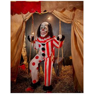 Palhaço Sombrio Animatrônico com Som e Movimento para Decoração de Halloween