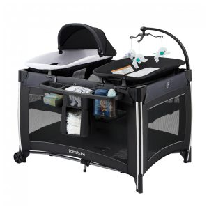 Berço Cercado Portátil 4 em 1 com Colchão Trocador para Recém Nascido e Espaçoso Pamo Babe Preto