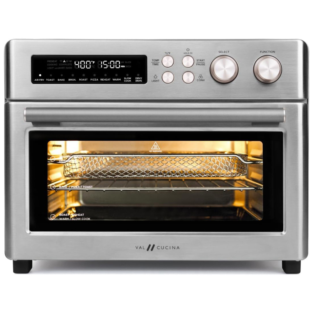 Forno de Convecção 10 em 1 248L com Livro de Receitas e Acabamento em Aço Inoxidável Escovado 110V 1750W VAL CUCINA Prata