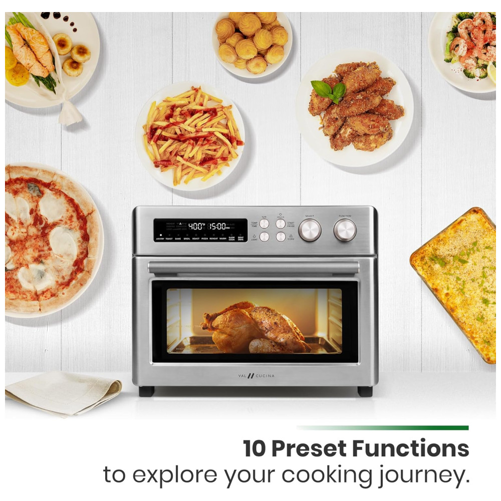 Forno de Convecção 10 em 1 248L com Livro de Receitas e Acabamento em Aço Inoxidável Escovado 110V 1750W VAL CUCINA Prata - Imagem 2