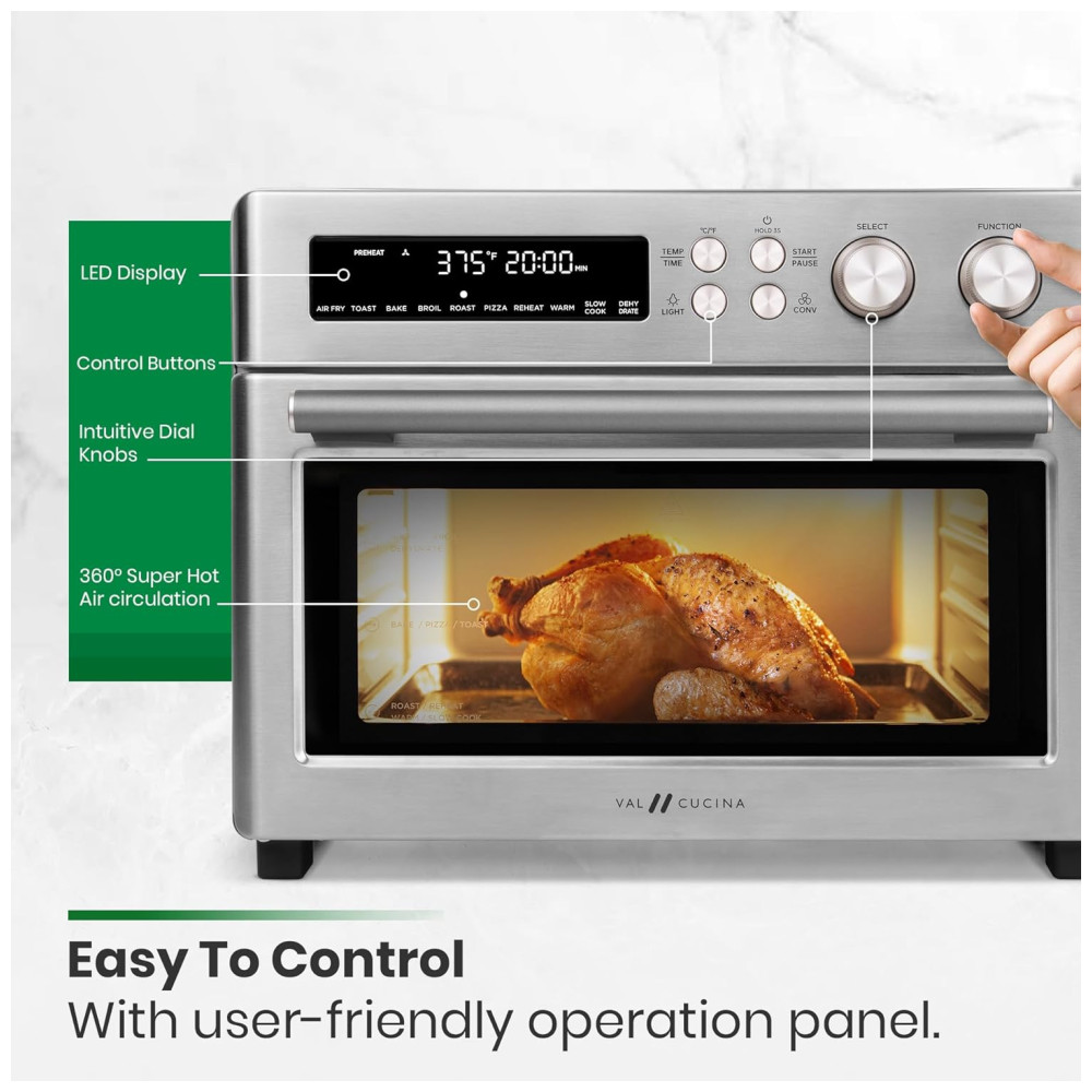 Forno de Convecção 10 em 1 248L com Livro de Receitas e Acabamento em Aço Inoxidável Escovado 110V 1750W VAL CUCINA Prata - Imagem 4