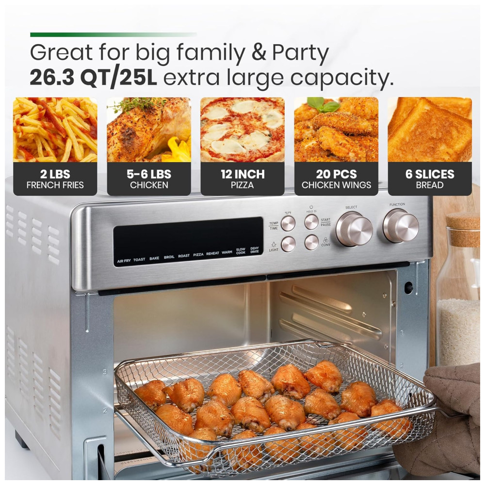 Forno de Convecção 10 em 1 248L com Livro de Receitas e Acabamento em Aço Inoxidável Escovado 110V 1750W VAL CUCINA Prata - Imagem 6