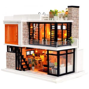 Casa em Miniatura Realista Moderna com Música para Adultos e Adolescentes Escala 124 SPILAY