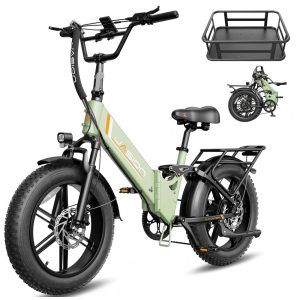 Bicicleta elétrica dobrável Jasion X-Hunter ST verde Forest pneus 20x4 motor 750W pico 1400W bateria 48V 13Ah 70 km 110V