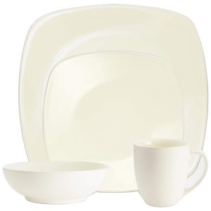 Aparelho de Jantar de Cerâmica Clássica e Durável para o Dia a Dia com 4 Peças Formato Quadrado e Material de Cerâmica Noritake 8090-04P Branco