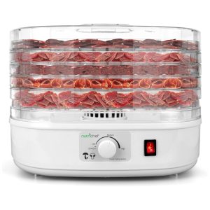 Desidratadora Nutrichef para Alimentos | Multi-Camadas para Uso Doméstico | Ideal para Carne Seca Frutas Legumes e Petiscos para Cães | 5 Bandejas.