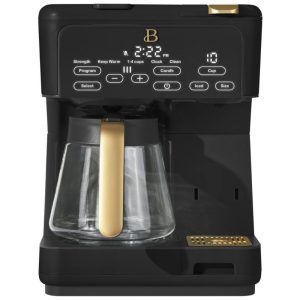 Cafeteira elétrica Beautiful Multi-Brew preta 12 xícaras dose única cápsula ou pó modo gelado painel touch programável 110V