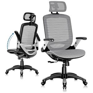 Cadeira de Escritório Ajustável Ergonômica Giratória GABRYLLY Cinza