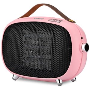 Mini Aquecedor de Cerâmica Elétrico Portátil com 3 Modos 400W 800W 110V Teioe M7 Rosa