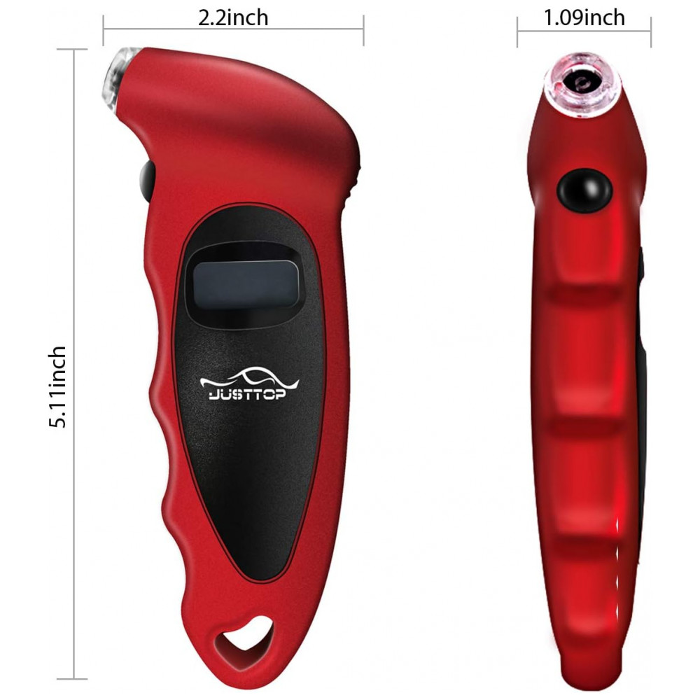 Medidor de Pressão de Pneus Digital JUSTTOP, 150 PSI 4 Configurações para Carros, Caminhões e Bicicletas, Display LCD Retroiluminado e Empunhadura - Imagem 4